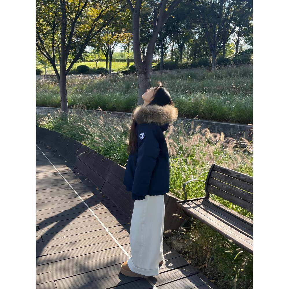 美式工装派克羽绒棉服女2025冬新款宽松棉袄加厚大毛领棉衣外套