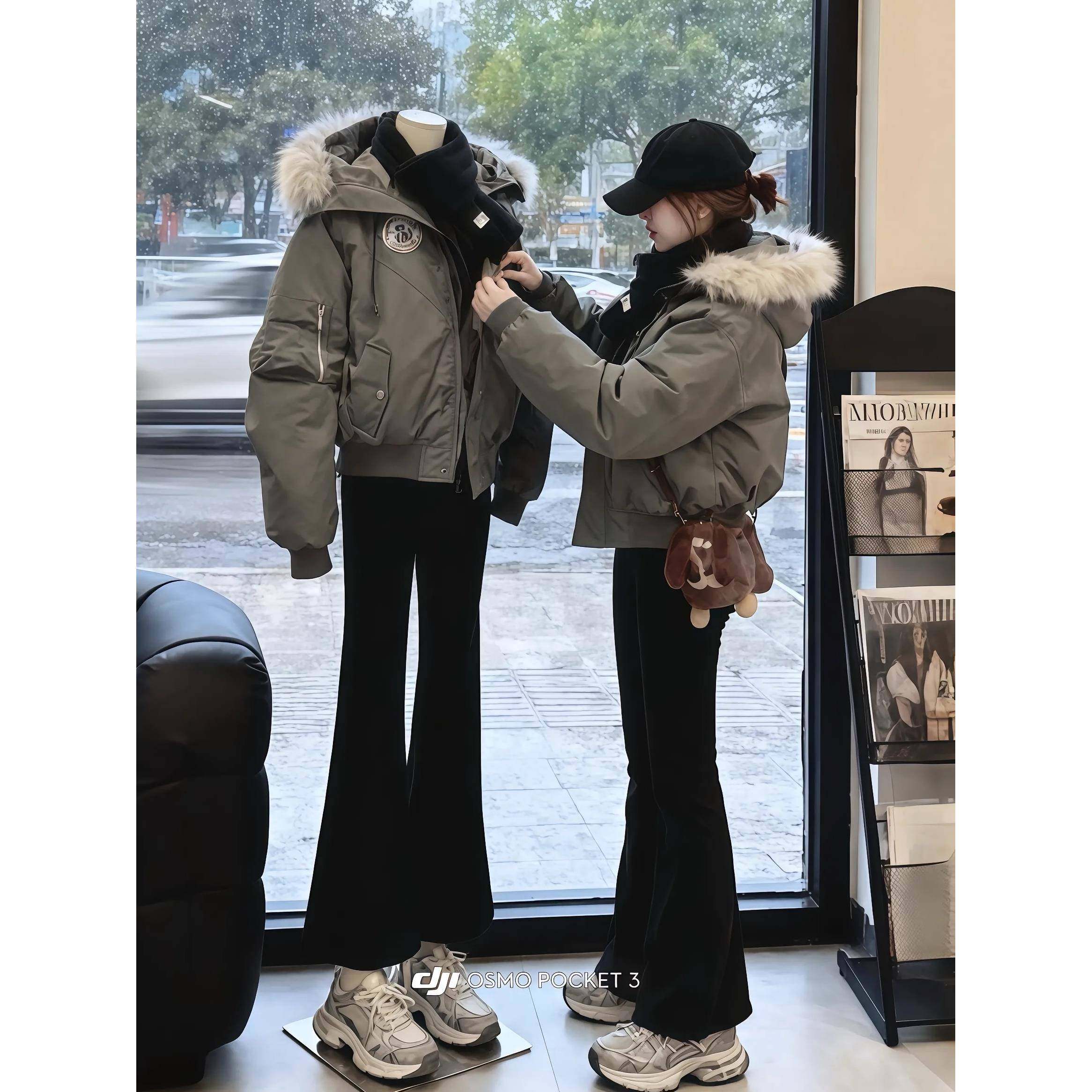 工装派克棉服女2025新款冬季棉衣大毛领棉袄加厚情侣韩系冬装外套