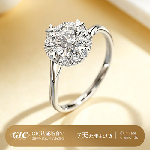 极光钻戒 PT950铂金培育钻石戒指群镶高级感轻奢钻戒戒指女戒