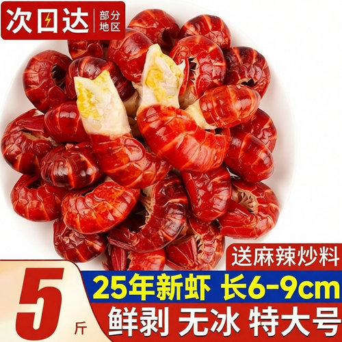 潜江特大无冰龙虾尾冷冻虾球整箱