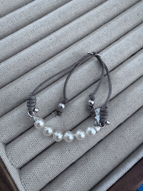 西班牙天然感项链925银高级感日常点位简约百搭6mm伴彩白伴彩手链