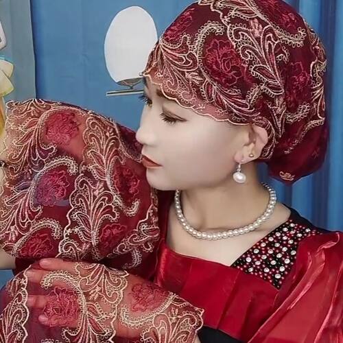 户外帽子包头帽妈妈蕾丝刺绣头巾