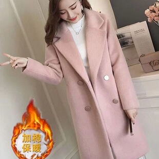 加棉加厚毛呢外套女中长款2025秋冬新款韩版宽松显瘦洋气呢子大衣