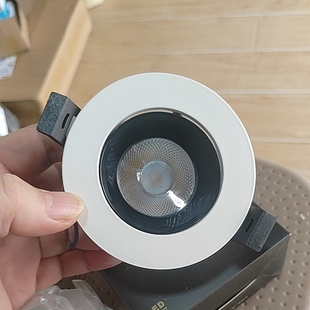开孔75毫米 天花灯cob射灯吊顶孔灯嵌入式 筒灯可调角度7w黑白