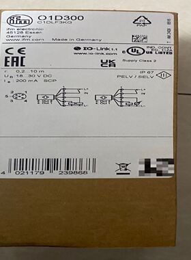 IFM易福门O1D300激光测距传感器，型号O1DLF3
