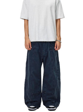 RASP美式水洗直筒工装裤男女情侣高街复古做旧宽松阔腿显瘦休闲裤