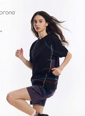 RASP抗菌速干彩色不规则哈苏线户外休闲短袖基础三针五线春夏T恤