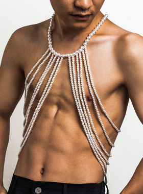 猛男也时尚~ sexy 个性男士珍珠身体链