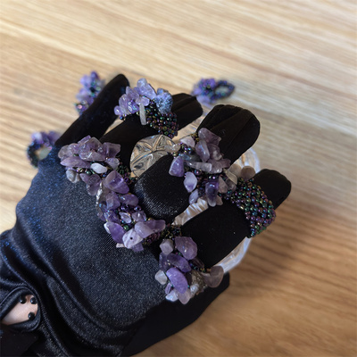 天然小米珠串珠戒指指环