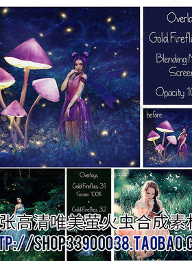 创意唯美萤火虫蝴蝶影楼摄影后期创意合成照片后期光效叠加素材