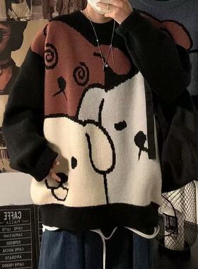 跨境爆款针织衫毛衣男女提花高质宽松圆领多款式可选外贸工厂批发