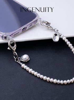 纯天然淡水白珍珠简约 手机挂链适配华为pocket2折叠腕带时尚手提