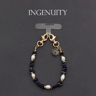 匠心手工坊手机链天然淡水珍珠点缀挂链新款女粉色巴洛克挂件防丢