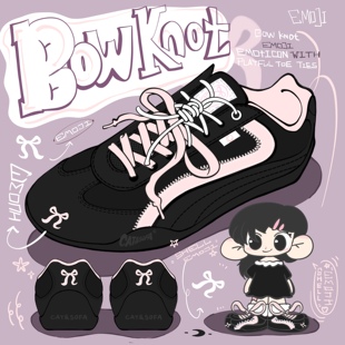 【emoji-lab系列】猫与沙发/黑粉赛车鞋休闲运动低帮薄底德训鞋子