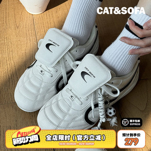 双C足球鞋 子运动休闲德训鞋 新款 流浪鞋 轻便系带赛车鞋 猫与沙发