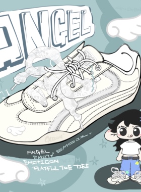 【emoji-lab系列】猫与沙发/白翅膀赛车鞋休闲运动低帮薄底德训鞋