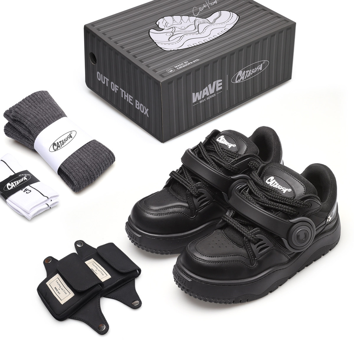 【侯明昊同款】CAT&SOFA/猫与沙发 原创国潮黑武士耳机鞋面包鞋子