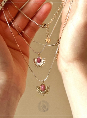 「时烬玫瑰」红纹石手工镶嵌吊坠美貌气质项链唤醒缘分