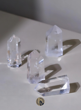 PRAY天然白水晶柱六棱柱单尖柱摆件风水精品