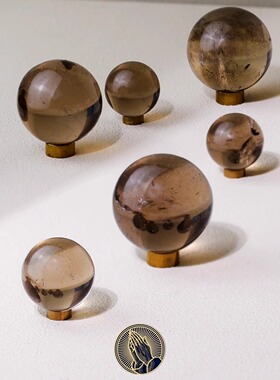 PRAY天然巴西烟晶茶晶球晶柱专注平静抗压力摆件保护风水能量补充