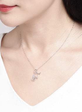 2019设计师新款S925纯银吊坠女项链自行车造型个性网红时尚潮饰品