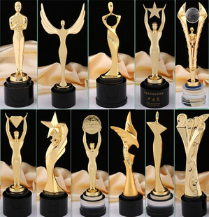 金属水晶奖杯定制做2022员工年会奖品奥斯卡小金人天使五角星奖杯