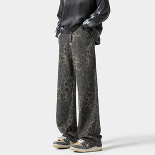 2026 春夏季新款 无影墙大码高街豹纹牛仔裤时尚豹纹斑点牛仔裤