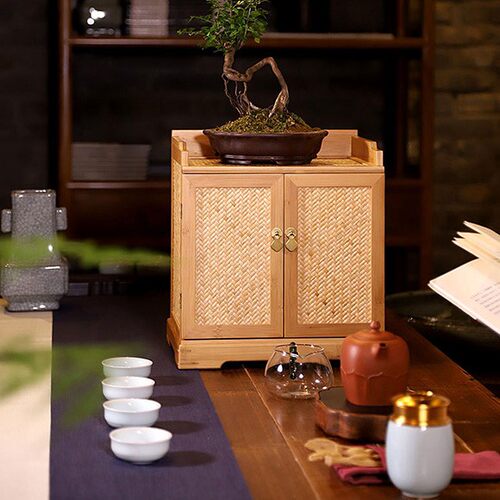 大容量中式复古便携手工竹编茶具