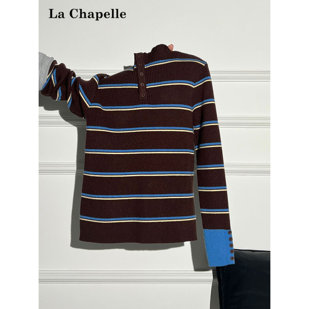 2025年美拉德咖色半高领针织加厚毛衣女冬季高级感打底内搭上衣女