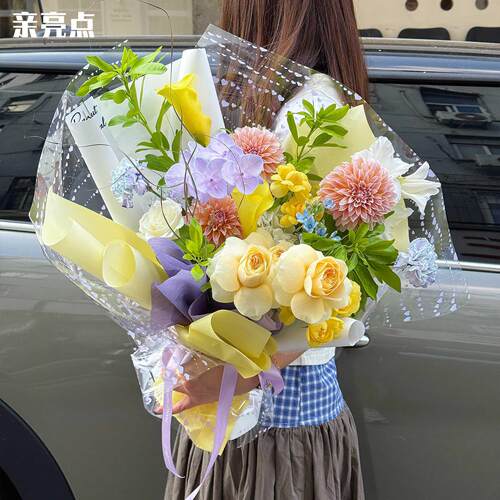 七夕爱心电波纸HOD透明OPP鲜花花束包装璃纸包花玻纸玫瑰艺di花y