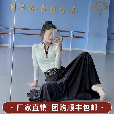 蒙古舞蹈演出服新款艺考练习裙蒙族舞蹈服女民族大摆裙蒙古服装女