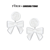 YVMIN尤目xSHUSHUTONG 陶瓷玫瑰密镶蝴蝶结耳钉情人节生日礼物