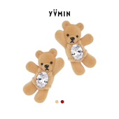 YVMIN尤目 招手小熊饼干宝石发卡发夹边夹生日情人节礼物红色发饰