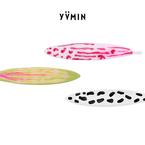 YVMIN尤目 手绘珐琅叶片法卡发卡边夹夹子刘海夹生日礼物