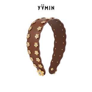 YVMIN尤目 花朵边牛皮发箍发饰设计师新年生日礼物