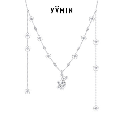 YVMIN尤目 花朵mini熊M形项链小熊项链银饰新年生日礼物