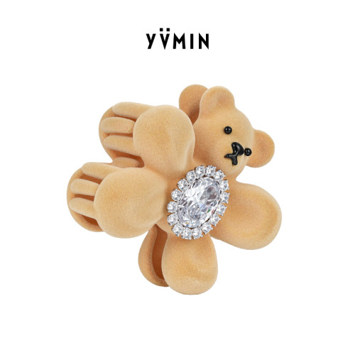 YVMIN尤目 花朵小熊抓夹鲨鱼夹发夹设计师生日礼物
