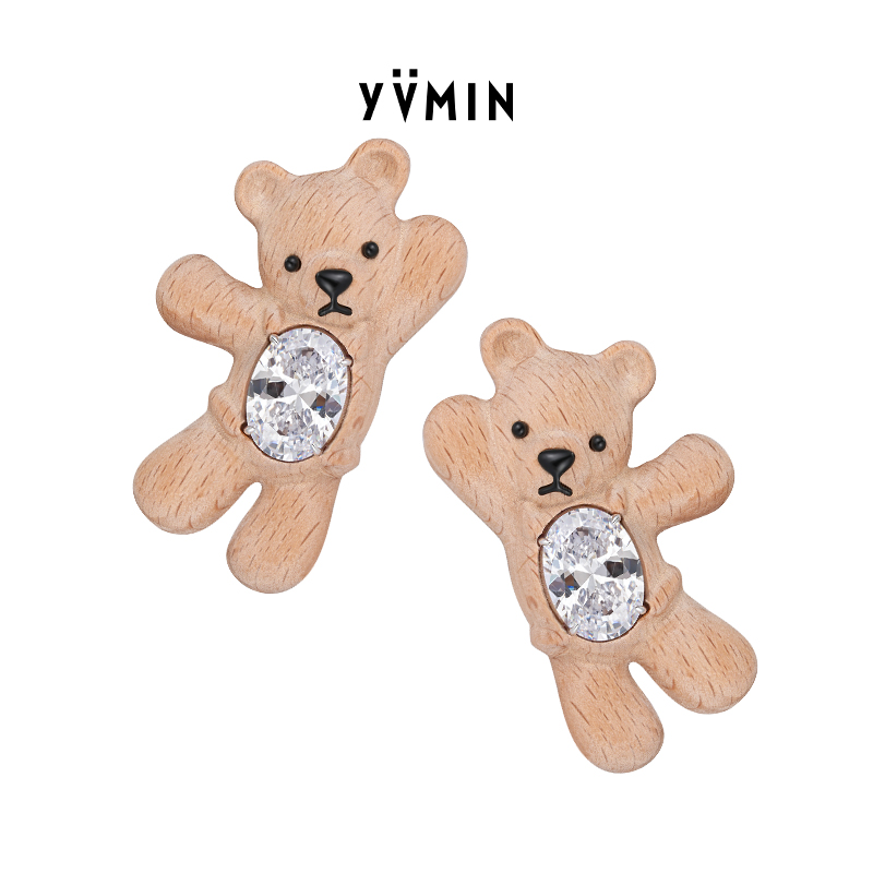 YVMIN尤目木材小熊发夹