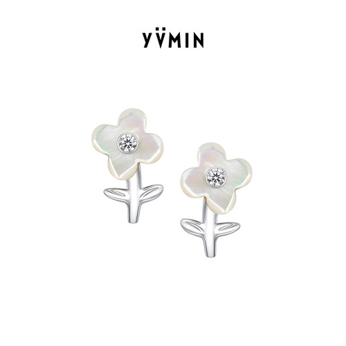 YVMIN尤目 不规则花珍珠耳坠耳钉耳环设计师款生日礼物