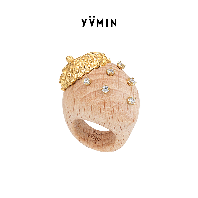 YVMIN尤目 木质橡果宝石戒指设计师礼物新品【天猫首发】