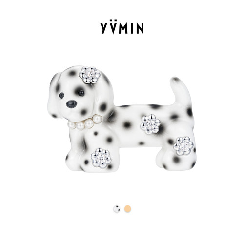 YVMIN尤目 花朵装饰小狗发夹边夹刘海夹设计师生日礼物新品
