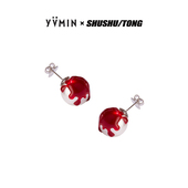 SHUSHUTONG YVMIN尤目 滴血珍珠925银耳钉耳环新年生日礼物红色