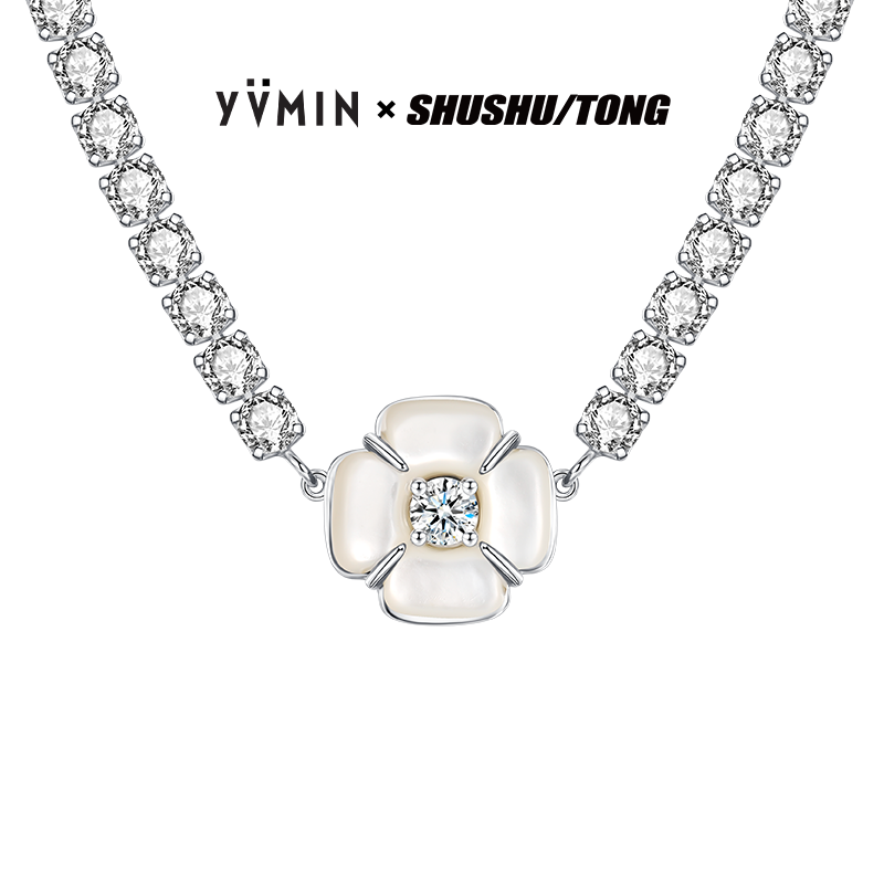 YVMIN尤目天然石四瓣花锁骨项链