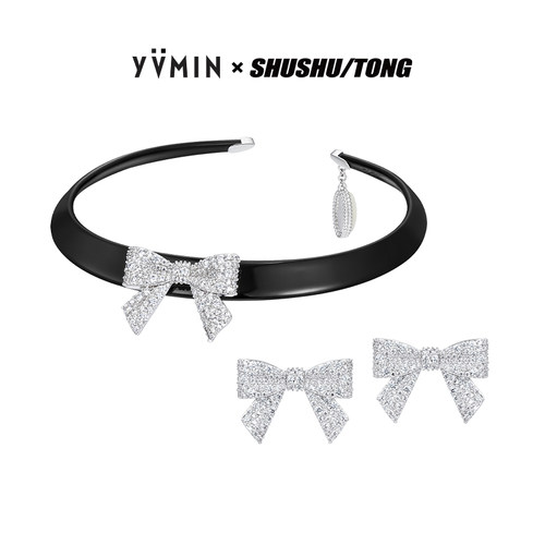 YVMIN尤目xSHUSHUTONG 密镶蝴蝶结醋酸项圈choker生日礼物