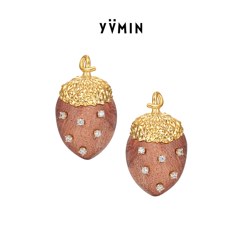 YVMIN尤目木质橡果耳钉