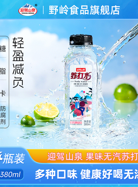 苏打水380ml*24瓶原味荔枝味soda饮料整箱0糖0脂0卡0防腐剂饮用水
