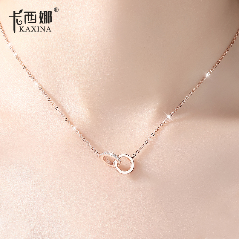 s925純銀項鏈女鎖骨鏈玫瑰金生日情人節禮物抖音同款ai的記憶吊墜