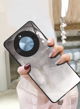 金箔水墨适用于华为荣耀x50手机壳新款ALI一AN00网红简约爆款男5g女神小众ins风艺术感钢化玻璃黑色紫超火套