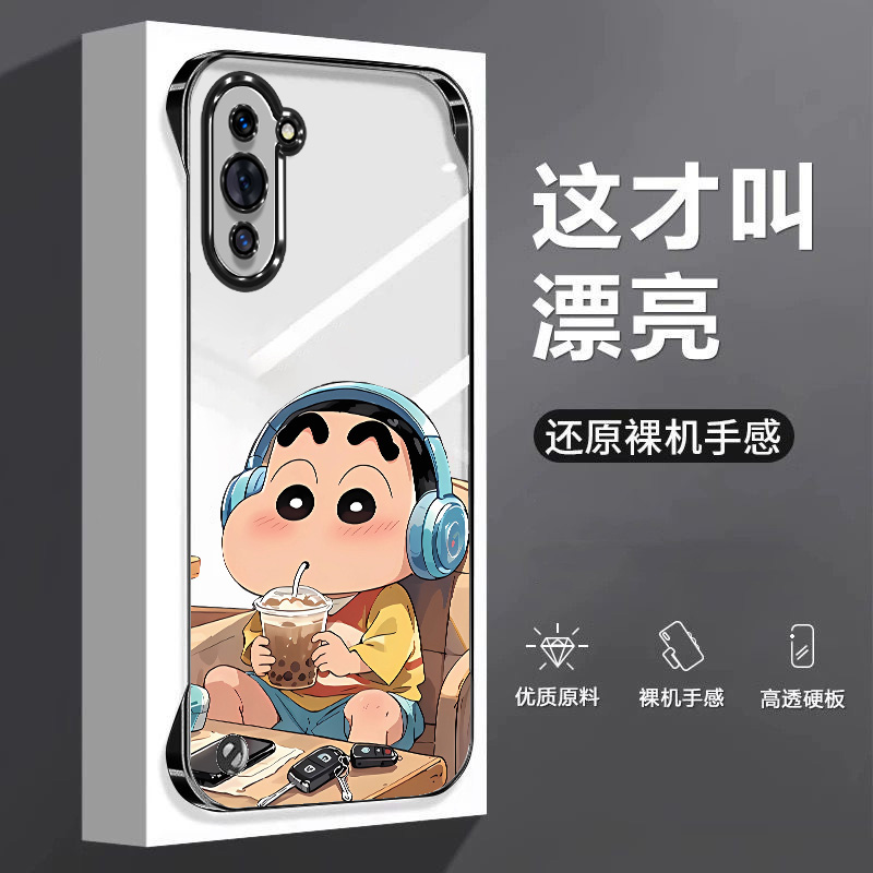 蜡笔小新适用华为nova10手机壳10se无边框10pro散热nova9电镀nova7半包nova8超薄nova5硬7se防摔4e保护5g套i