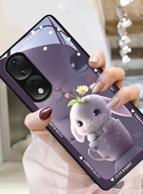 茶兔子适用荣耀80手机壳新款70的80pro高端50卡通60时尚30pro女生pro爆款s可爱se玻璃20保护套v创意紫色超火